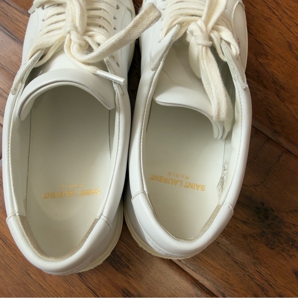 YSL. Saint Laurent Andy White Leather Sneakers - Picture 4 of 15